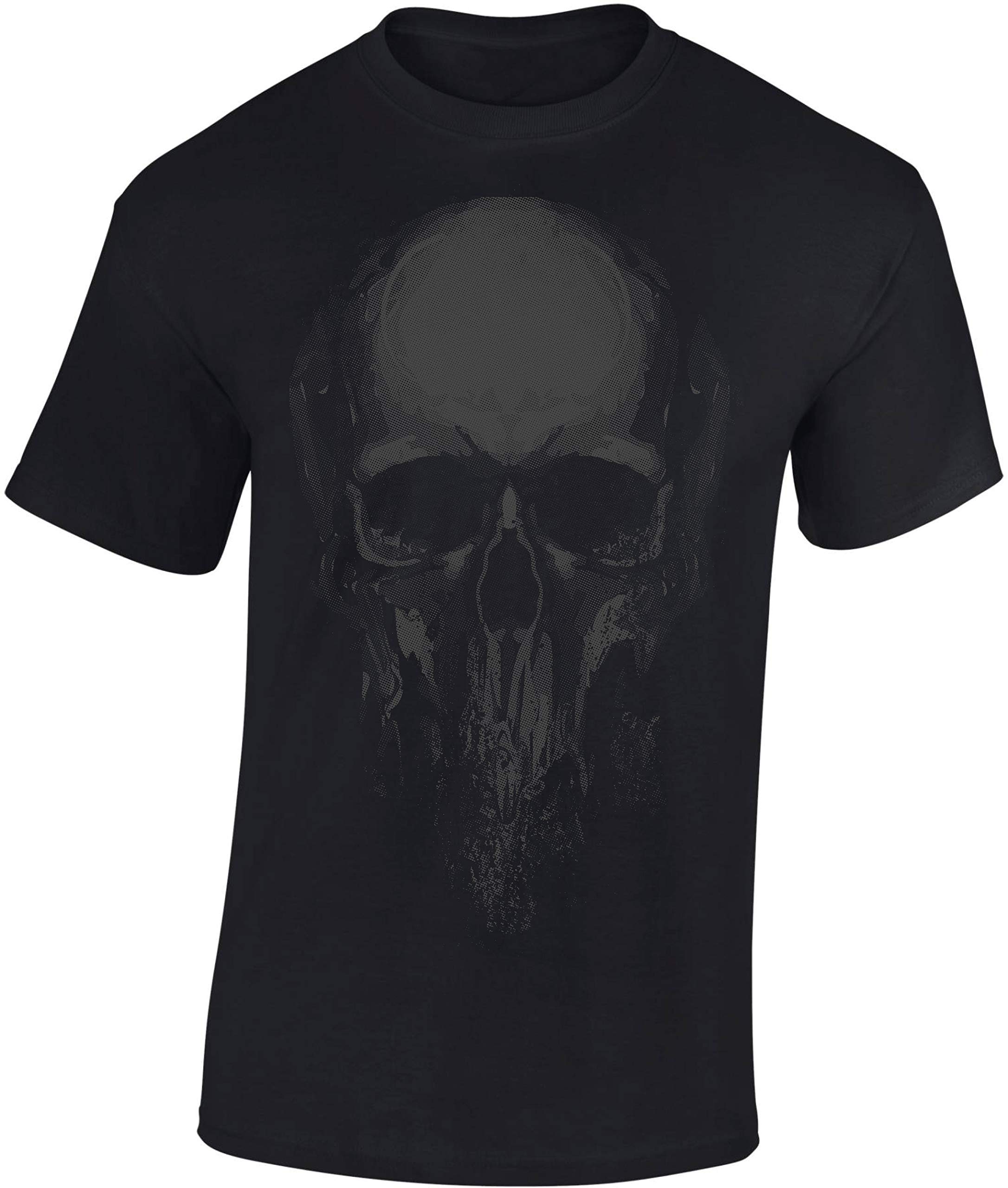 Baddery Maglietta: Patched Skull - Teschio Rattoppato T-Shirt - Maglia Uomo Uomini - Halloween - Fantasy - Regalo - Testa di Morto - Horror Orrore - Gamer - Sci-Fi - Videogioco - Zombi-e (XXL