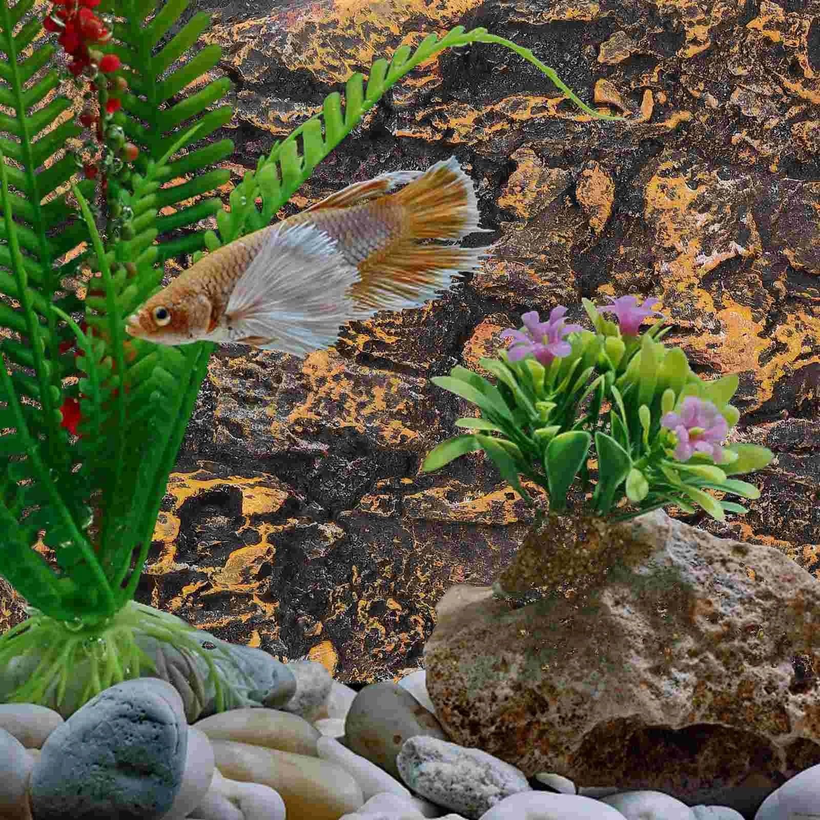 Sfondi Acquario di Roccia | Tavole for serbatoi for rettili Vetro Rocce Pietra Paesaggio Fotografia Pesce Pu Terrario(Light Brown)