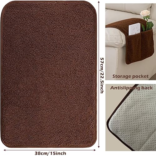 Miniatura 7 de Funda para reposabrazos de sofá, funda para reposabrazos de silla reclinable, funda de terciopelo de cordero, protector de muebles antideslizante