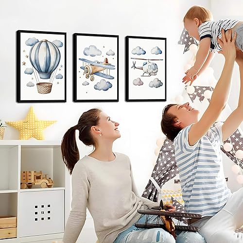 Miniatura 6 de Juego de 3 pinturas decorativas para pared de habitación de niños y bebés, cuadros de decoración de pared para habitación de niños, globos