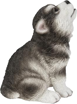 Hi-Line Gift Ltd 87703-N Howling Alaskan Malamute Puppy Statue, 6.69-inch Height