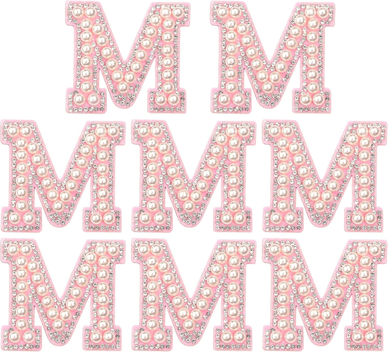Amazon.com: 8Pcs Self Adhesive Pearl Rhinestone Letter Patches, 1.8 ...