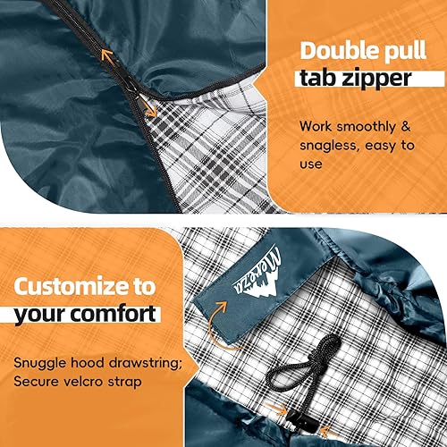 Miniatura 6 de MEREZA Flannel Sleeping Bag for Adults XL, Large Wide Sleeping Bags for Camping Mens Warm Cotton Sleeping Bag 4 Season Warm & Cool Weather
