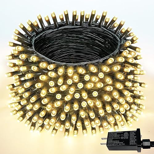 Luces de decoración navideña LED de 99 pies con 300 LED para exterioresinteriores, función de memoria y temporizador y 8 modos, certificado UL,