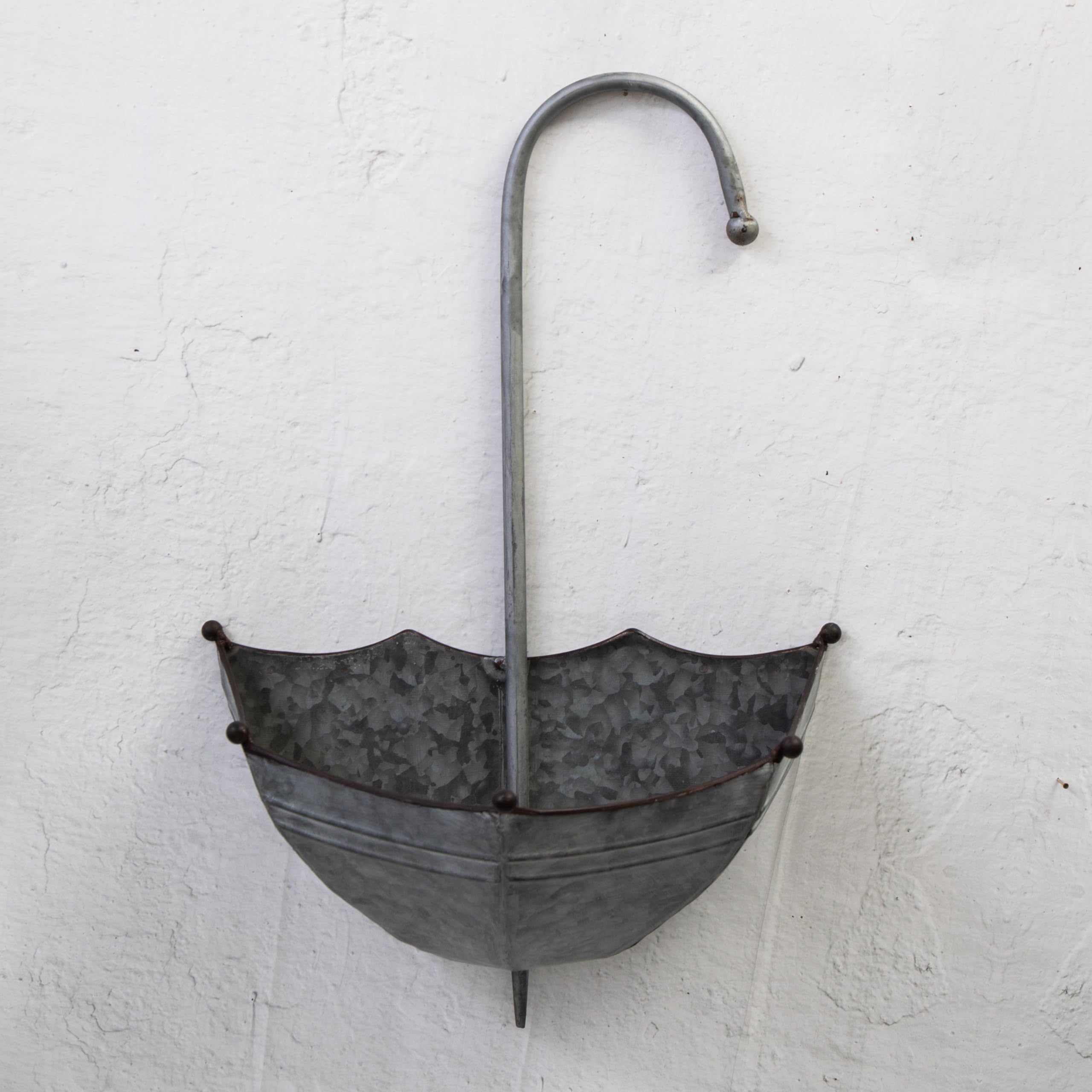 Annibells Metal Wall Umbrella Galvanised Flower Pots Garden Balcony Planters (Large)