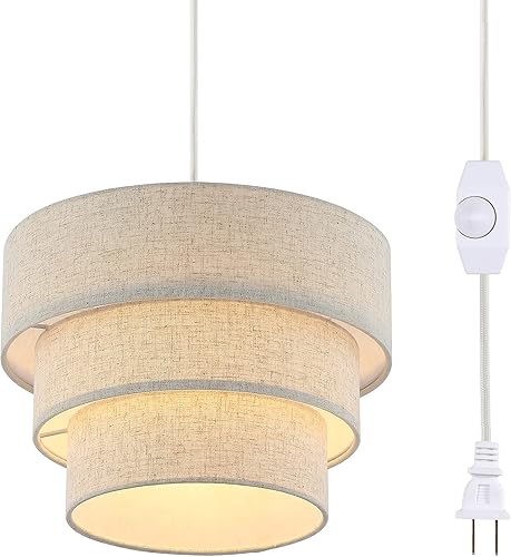 Mateyrie - Lámpara colgante enchufable, lámpara colgante con interruptor regulable, accesorios de luz colgante con cable de 15 pies, luz colgante