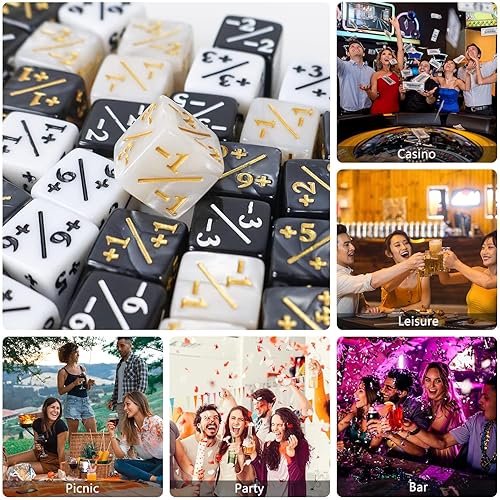 Miniatura 7 de Juego de 48 dados MTG para contadores de fichas, Magic The Gathering Glitter Sparkle, Loyalty Starry Marble D6 Cube compatible con MTG, CCG,