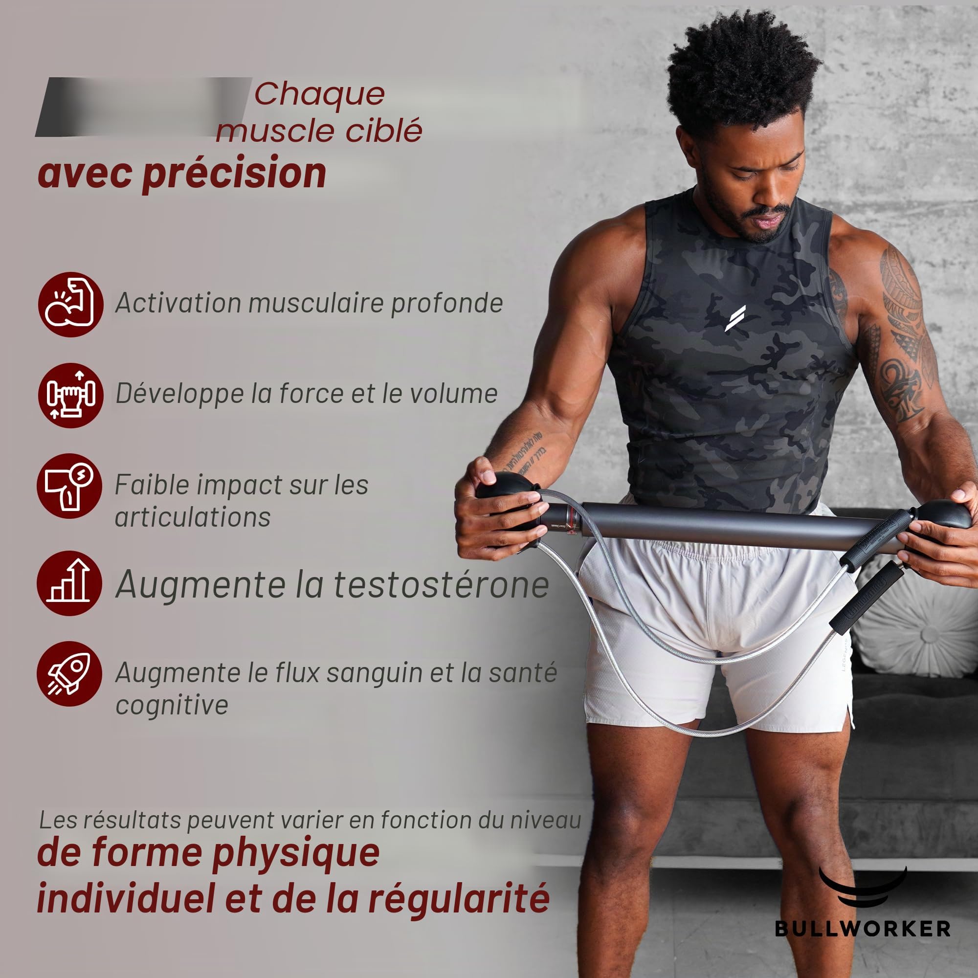 Bullworker Bow Classic 90cm Appareil d'exercice isométrique, Salle de Sport Portable à Domicile, résistance personnalisée, Appareil d'entraînement pour la Poitrine et Les Bras, Complet du Corps