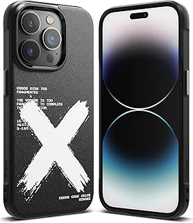 Ringke Onyx Design Compatible with iPhone 14 Pro Case, Silk Print Design Back Rugged Shockproof TPU Non-Slip Side Bumper Phone Cover (X)