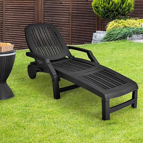 Miniatura 4 de COSTWAY Sillón reclinable ajustable de 2 piezas, resistente a la intemperie, color negro