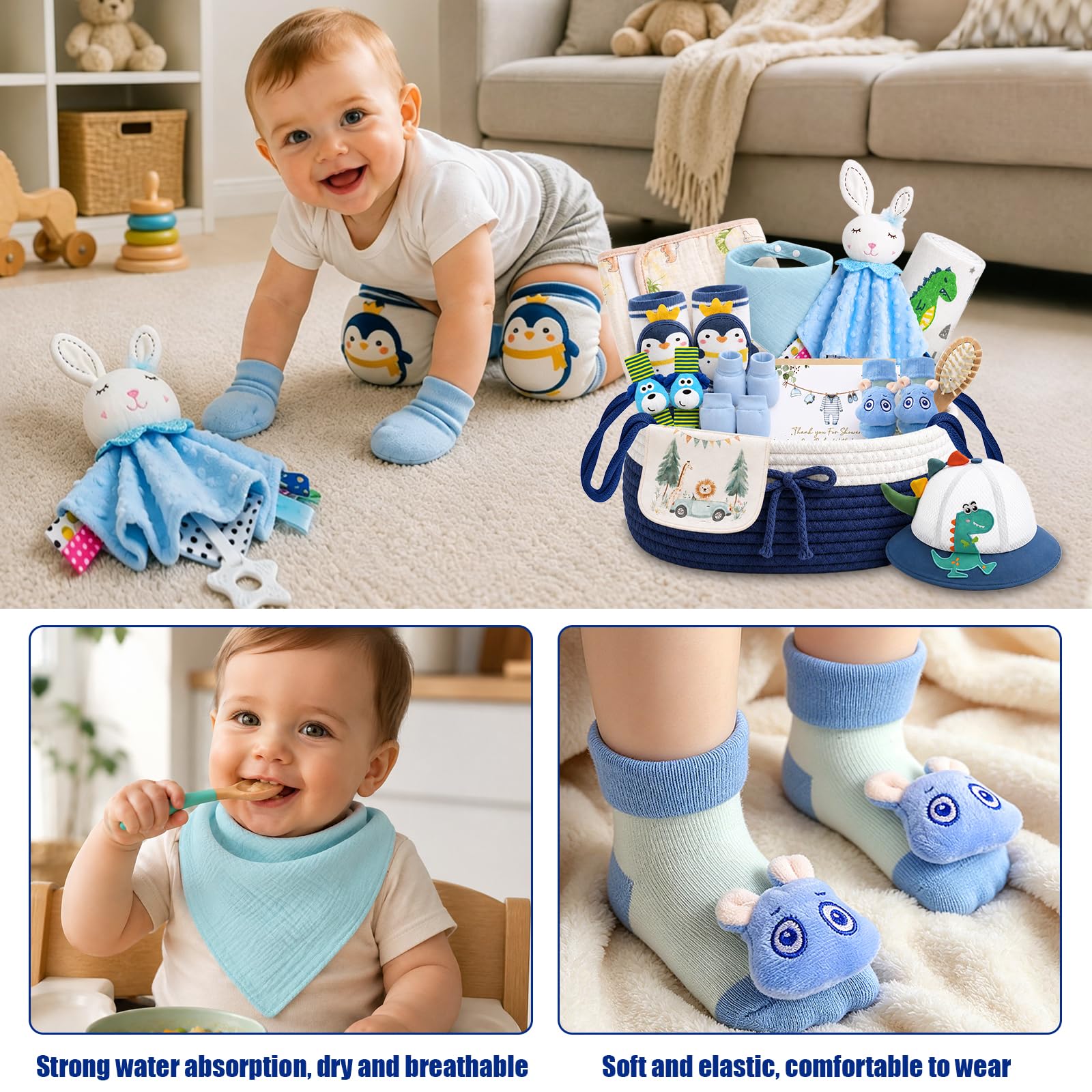 Regalo para recién nacidos, set de regalo para niños/niñas, azul
