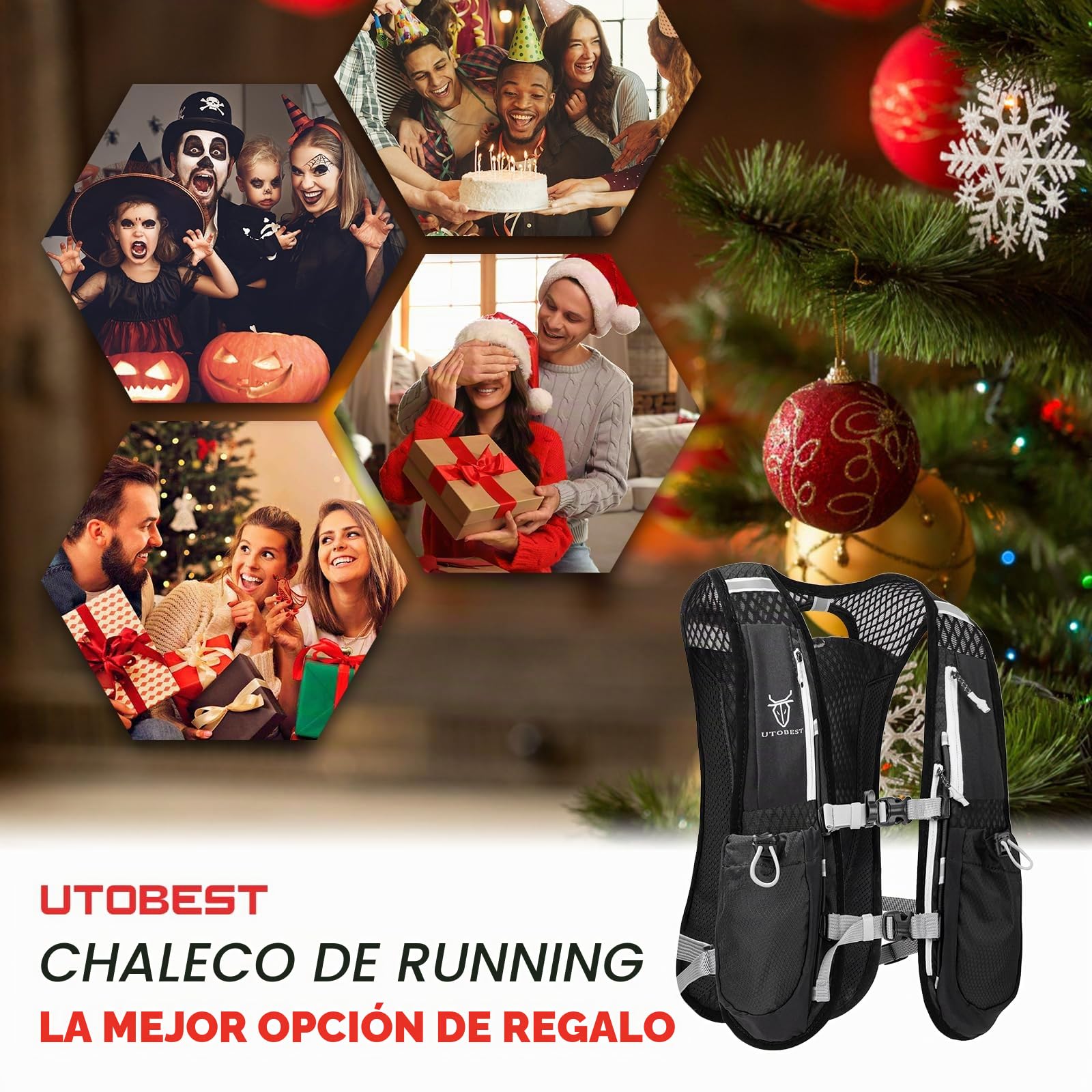 UTOBEST Mochila Ligera para Correr a pie, Bolsa de hidratación Funcional 5,5 L…