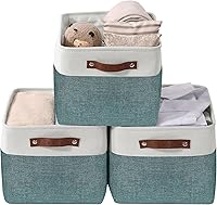 Vista 17 de DECOMOMO Cestas de almacenamiento para estantes, contenedores de almacenamiento de tela, organizadores de armario de lino y almacenamiento