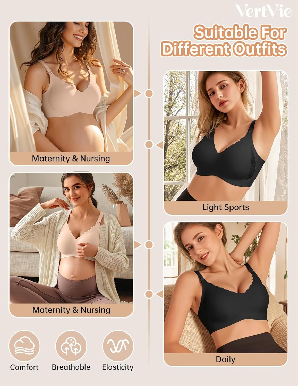 Vertvie Seamless Nursing Bras for Breastfeeding Wireless Support Maternity Bra Comfort Pregnancy Sleep Bralette Natural Shape(Nude,4X-Large) - Image 5