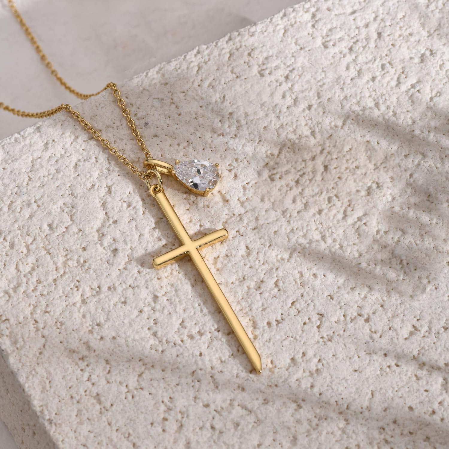 14K Gold Cross Necklace for Women,Gold Filled Sterling Silver Cross Necklace CZ Diamonds Crucifix Pendant Necklaces,Religious Jewelry Gift for Easter Christmas Mother's Day Birthday Daily Wear - Image 7