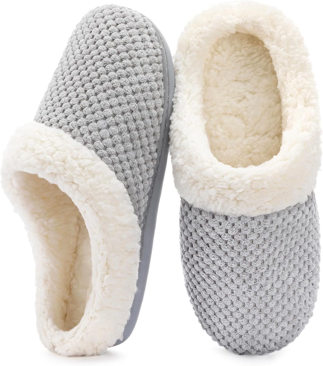 ULTRAIDEAS Zapatillas de casa de forro polar con diseño de palomitas de maíz para mujer | Espuma viscoelástica, lavable, interior y exterior, suela de goma antideslizante.