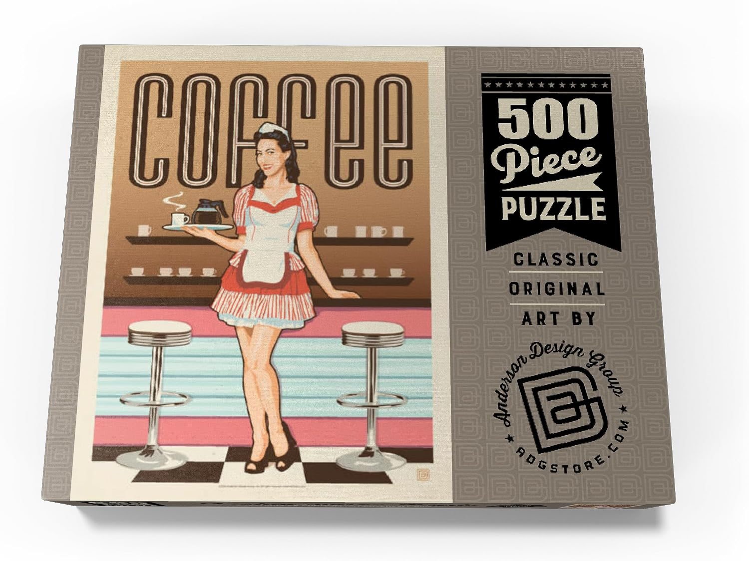 MyPuzzle Coffee: Classic American Diner, Vintage Poster - Premium 500 Piece Jigsaw Puzzle for Adults