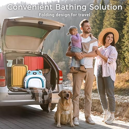 Miniatura 7 de Bañera para bebé, bañera plegable para recién nacidos de 0 a 24 meses con red de baño suave, bañera portátil de viaje para recién nacidos con pies