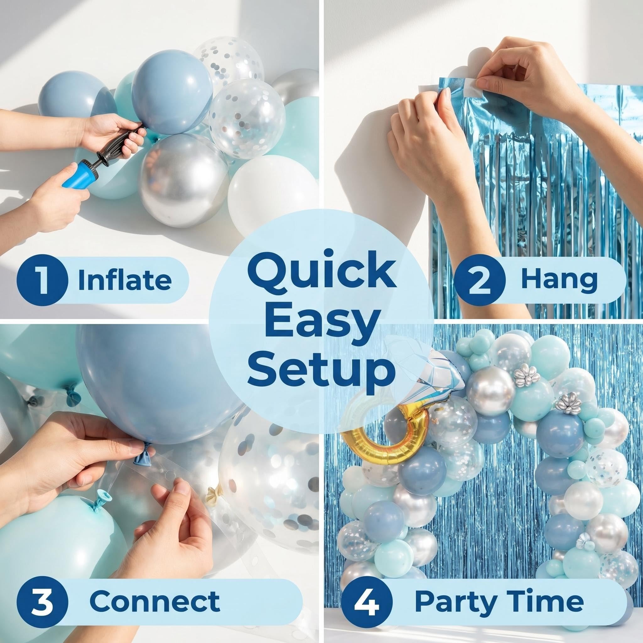 Last Splash - Kit de decoración para despedida de soltera, arco de guirnalda de globos plateados y azules con globos de letras de aluminio "Last Splash" y globo de anillo de diamante, suministros de