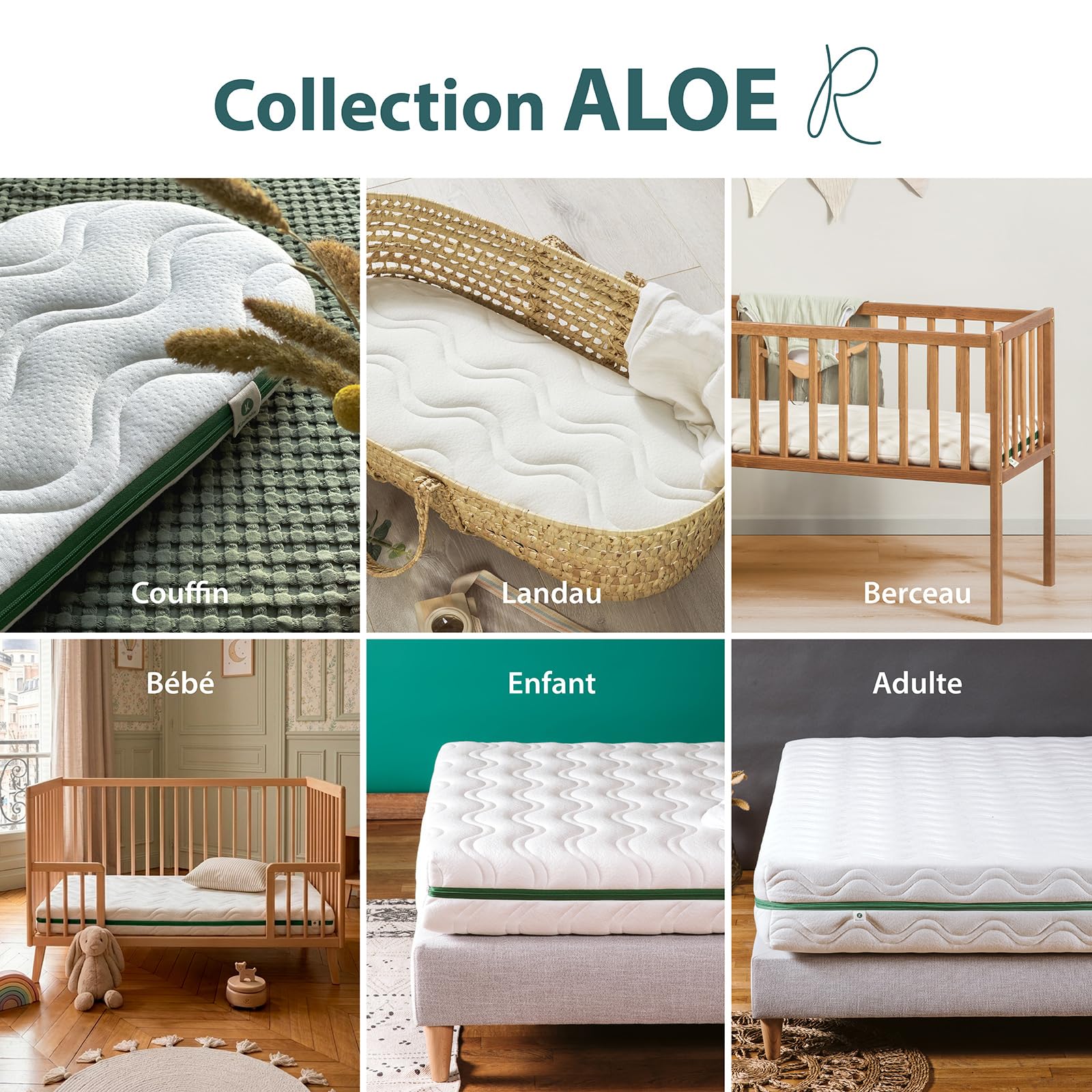 Kadolis - Matelas Bébé 70x140x10 cm Aloe R – Matelas Ferme Nouveau-né - Matelas lit bébé déhoussable - sans Traitement Chimique - Certifié Oeko-Tex