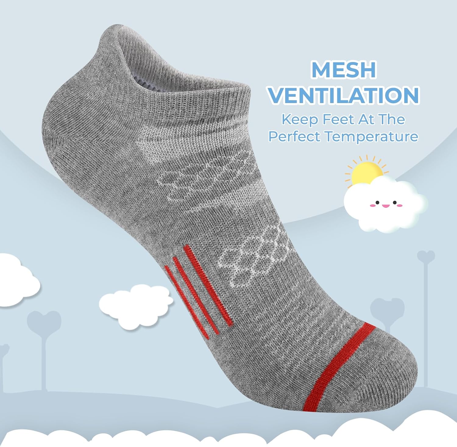 Comfoex 12 Pairs Boys Running Ankle Socks For Kids 4-6 6-8 8-10 10-12 Years Old Low Cut Athletic Breathable Cotton Socks - Image 5