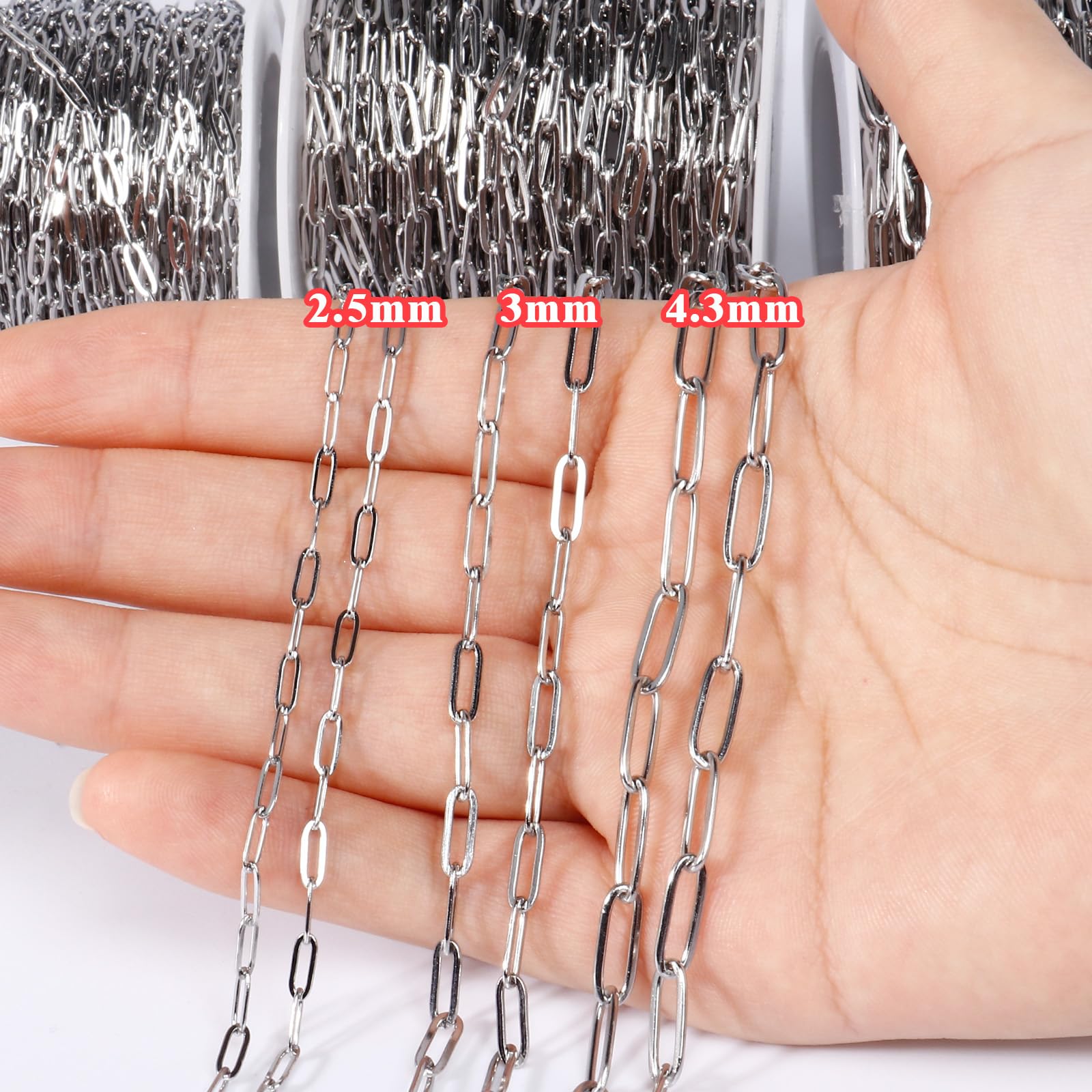 1 Mètre De Chaîne En Acier Inoxydable Chirurgical 304L - Maillons Ovales - Pour Bijoux Ou Bricolage