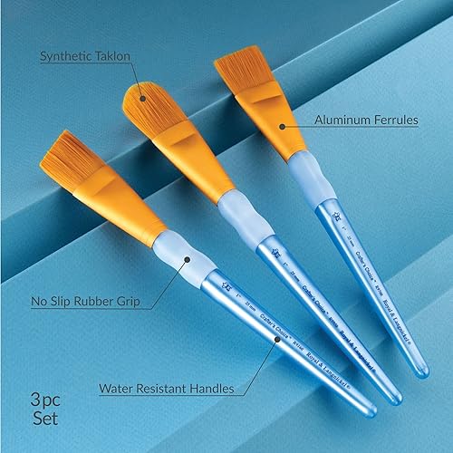 Miniatura 7 de Royal Brush Crafter's Choice Golden Taklon - Juego de brochas (3 por paquete) multicolor