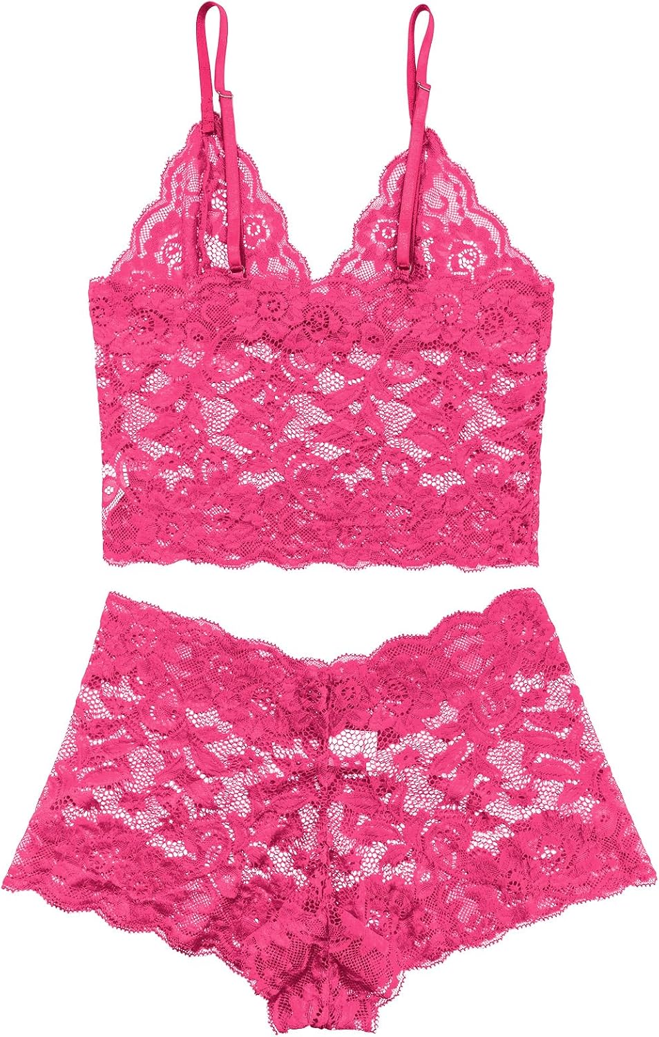 Lilosy Sexy Sheer Floral Lace Pajamas Lingerie Set High Waist Sleepwear Bra and Panty 2 Piece Nightwear - Image 5