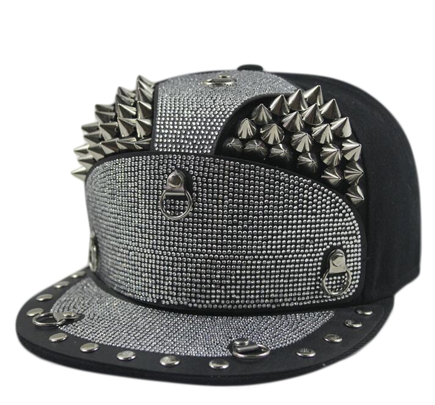Bayto Unisex 3D Spikes Rivets Street Punk Hats Outdoor Hip-hop Baseball Cap DT006-silver