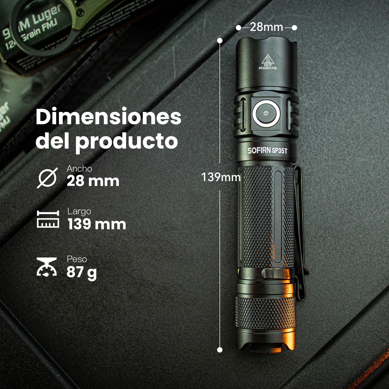 CSTEBOKE Sofirn SP35T Linterna Táctica Con Funda Para Linterna, 3800 LM Con Interruptor Dual, 8 Modos De Luz, Antorchas LED Superbrillantes Con IPX8, USB-C, Linterna Recargable Para Caza, Emergencia