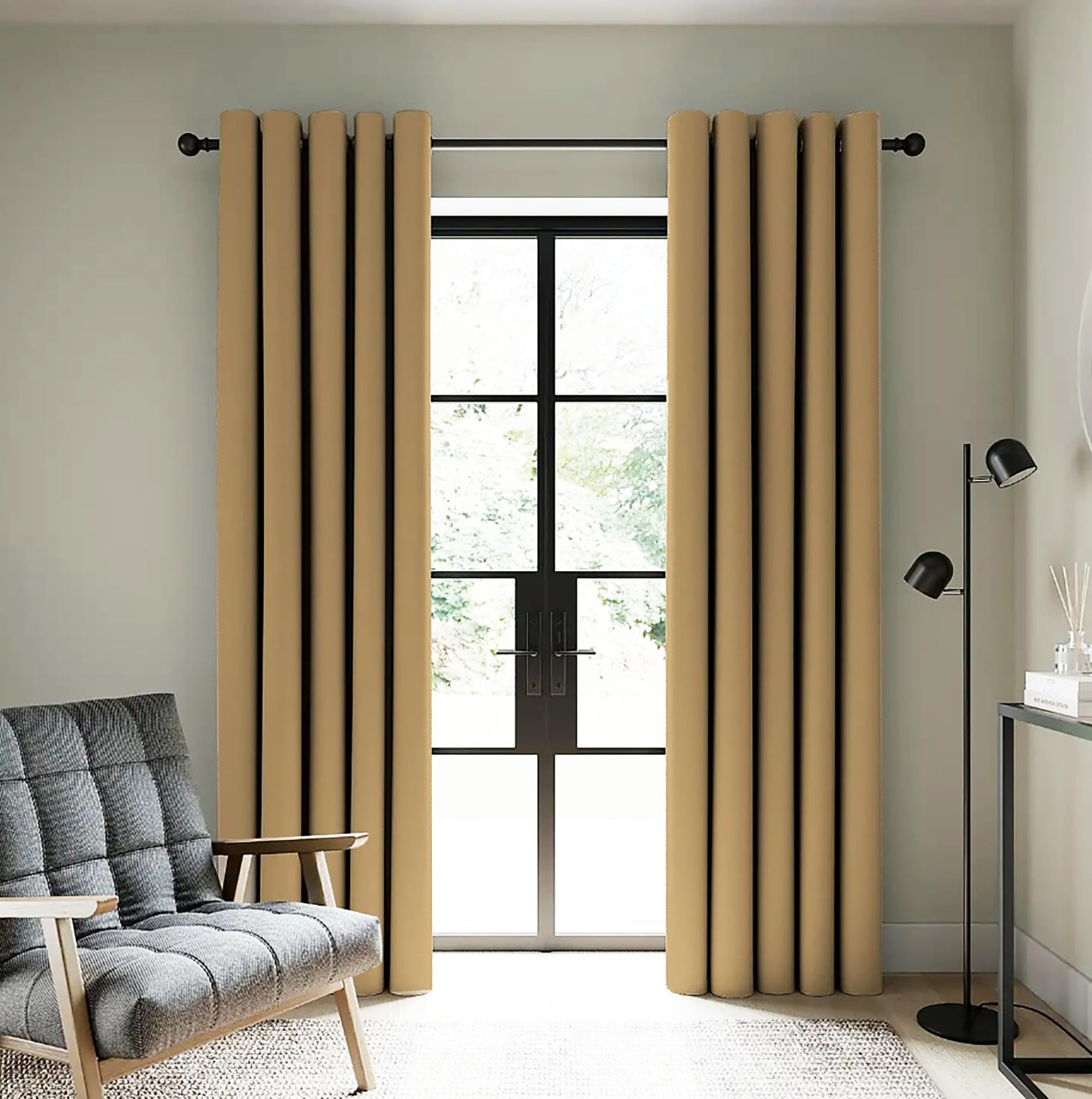 AMALI Blackout Curtains ? 2 Panel Set for Living Room & Bedroom ? Shiny 100% Polyester Fabric (L 274 x W 132) cm)