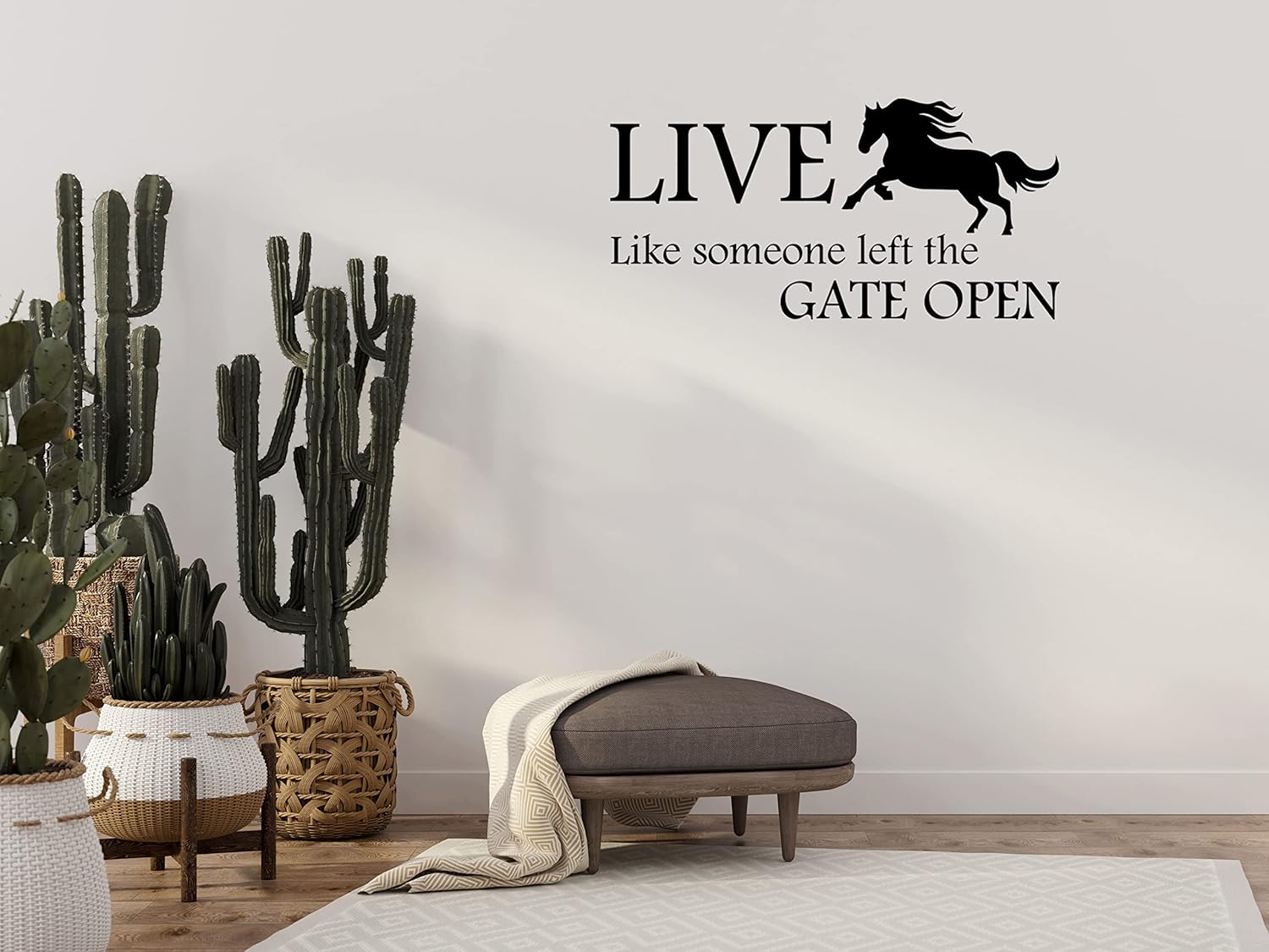 Live Like Someone Left The Gate Open – Horse Farm Vinyl – Removable Bedroom Art – Motivational Inspirational Home Décor Sign
