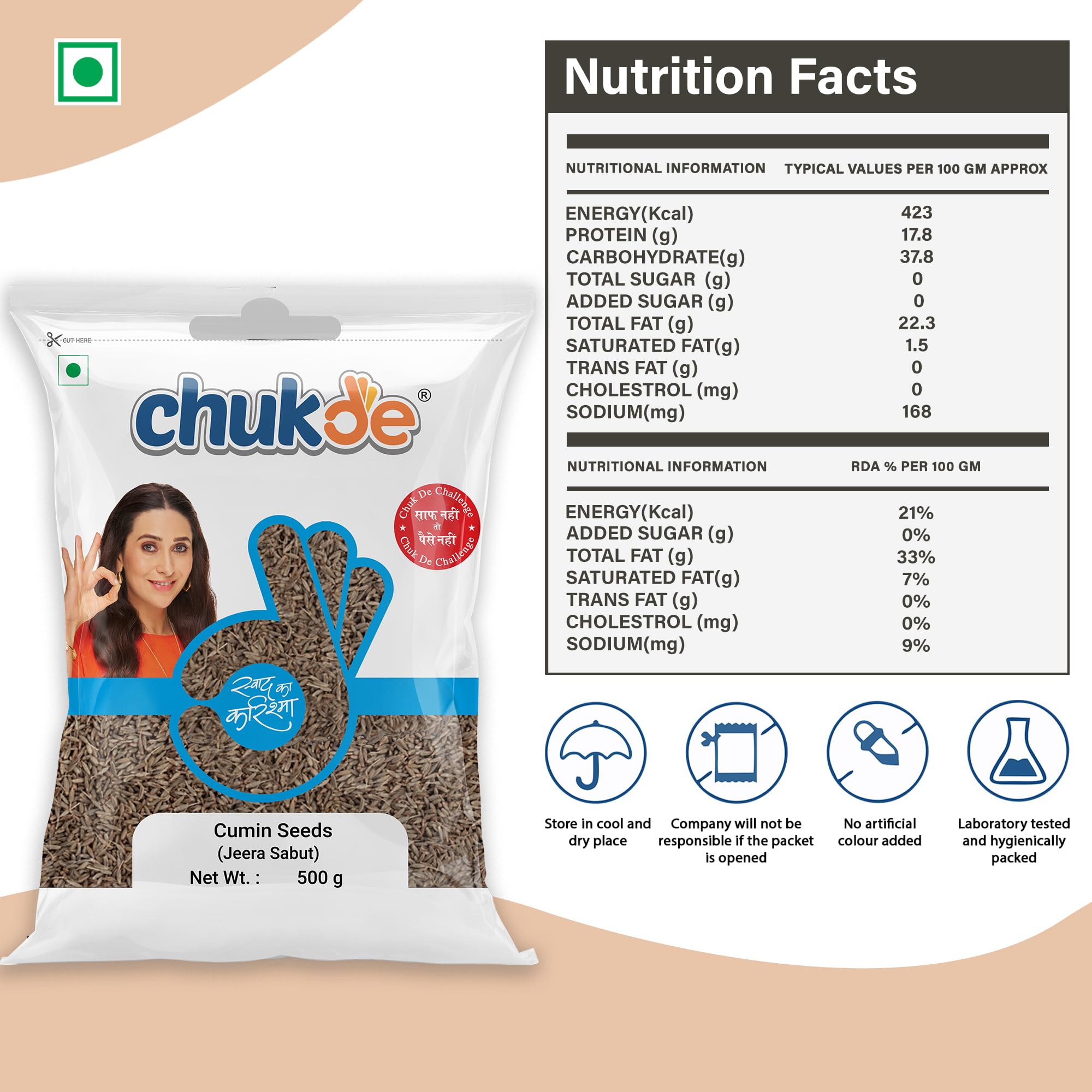 Chukde - Jeera Sabut (17.63 OZ) - Cumin Seeds - Aromatic & Flavorful for Curry & Spice Mixes - Ideal for Spices, Cooking, & Health Benefits - Whole Spices - 500 Gm - Image 2 thumbnail