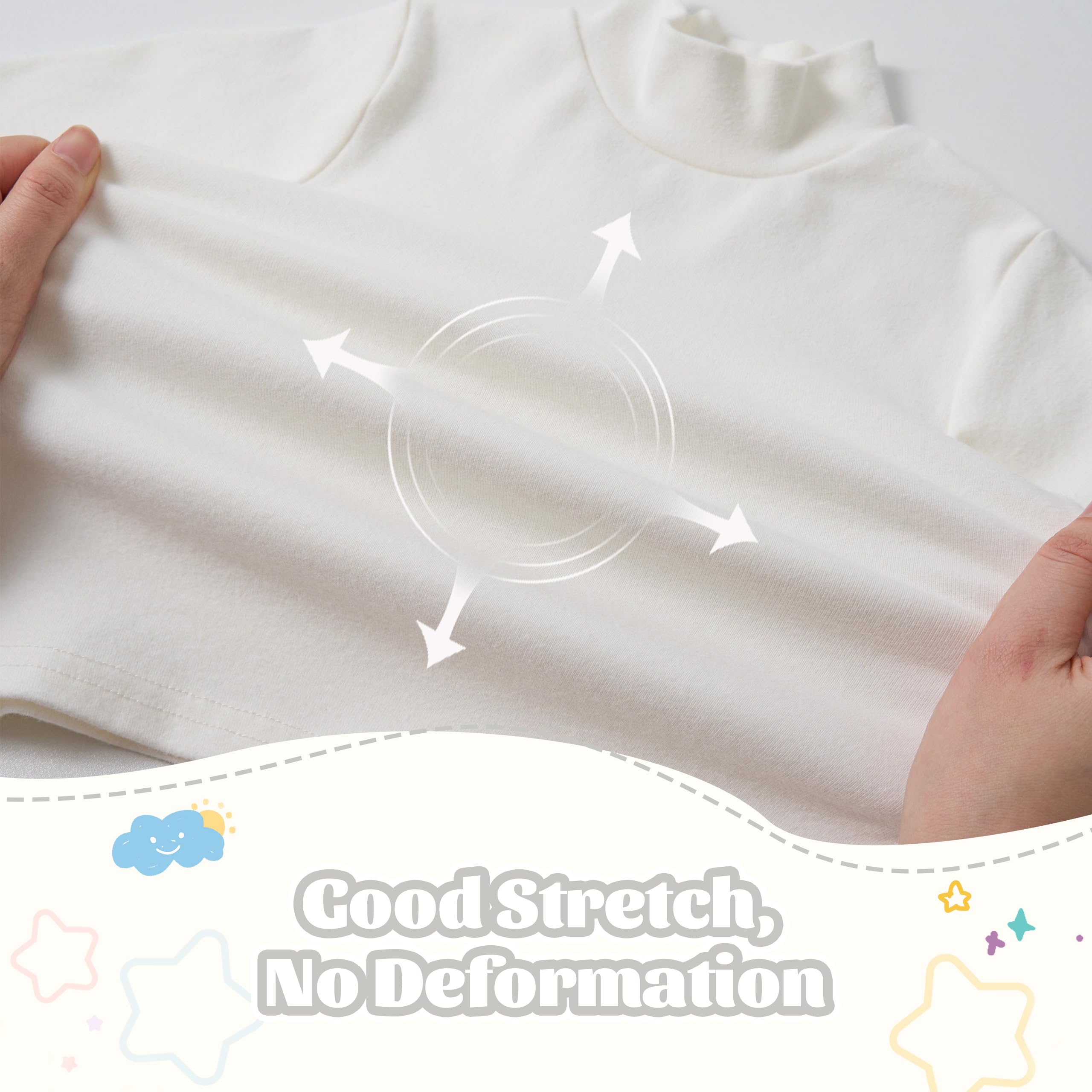 Volunboy Lot de 3 Hauts Col Montant Manches Longues Bébé Enfant (1-6 Ans), Coton Souple sous-Couche Thermique T-Shirt