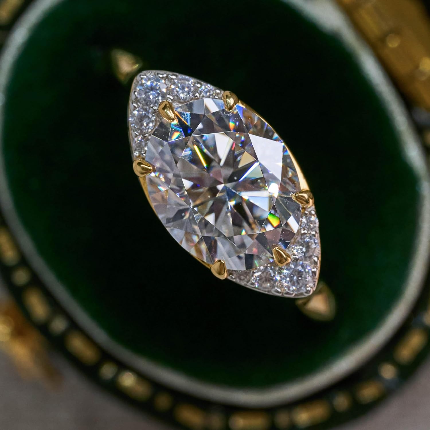 3ct Moissanite Promise Rings for Women, Angel Eyes Oval Stone D Color VVS1 18K Gold Plated 925 Sterling Silver, Lab Created Diamond Wedding Engagement Jewelry Gifts Size 6-9 - Image 5