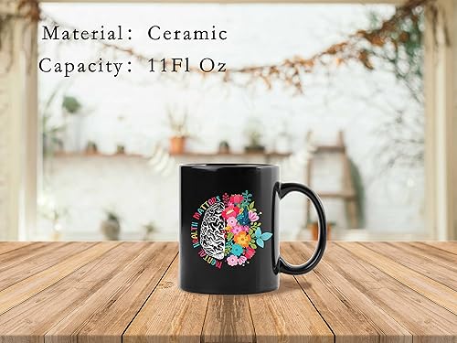 Miniatura 4 de QUICQOD Taza de café de salud mental, taza de cerámica negra para terapeuta, terapia de oficina, decoración de oficina, regalos para psicólogos,