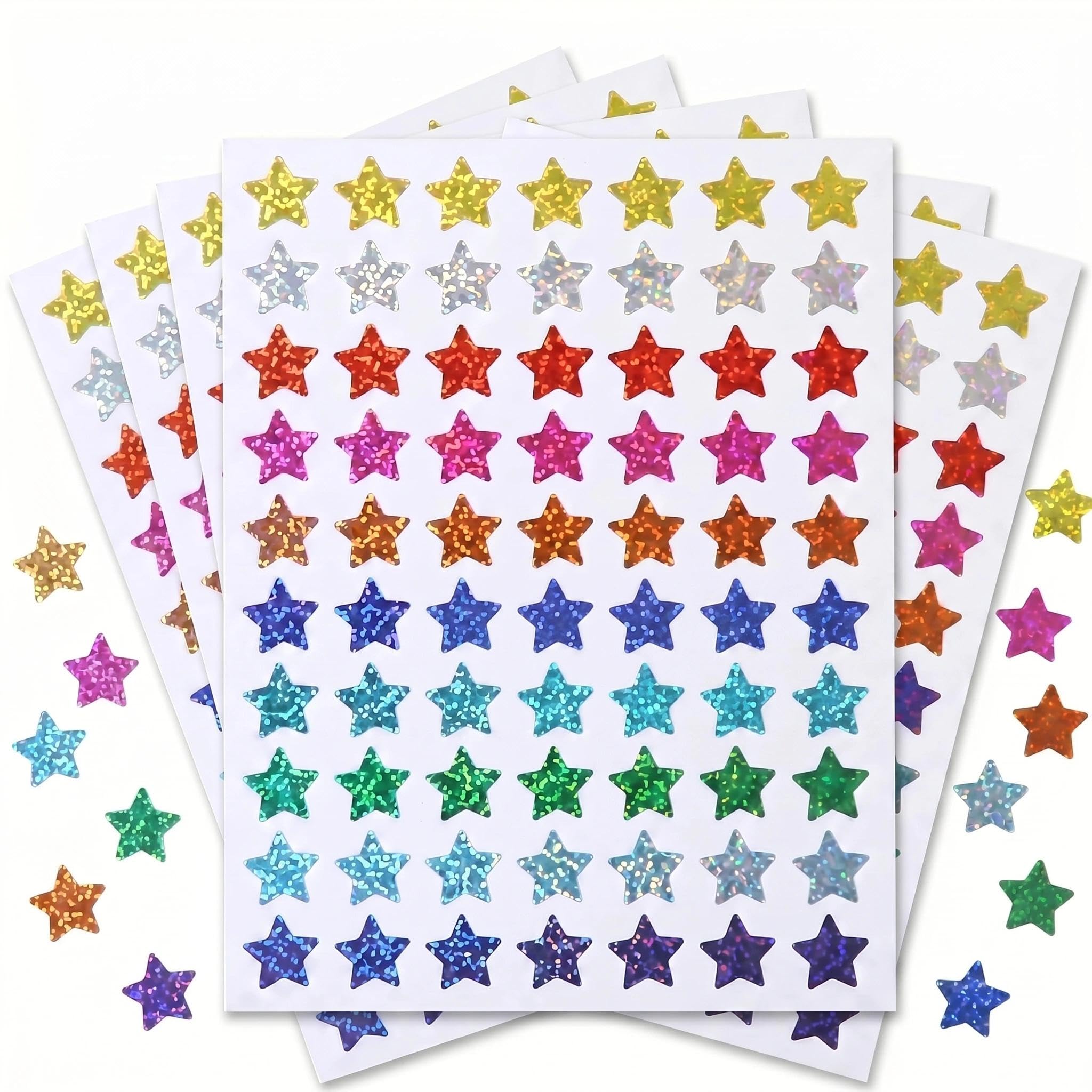 2240 Pcs Holographic Star Stickers for Kids Reward, 10 Assorted Colors Premium PVC Small Stars, Reward Stickers for Student Planner, Teacher Supplies & Classroom Behavior Chart