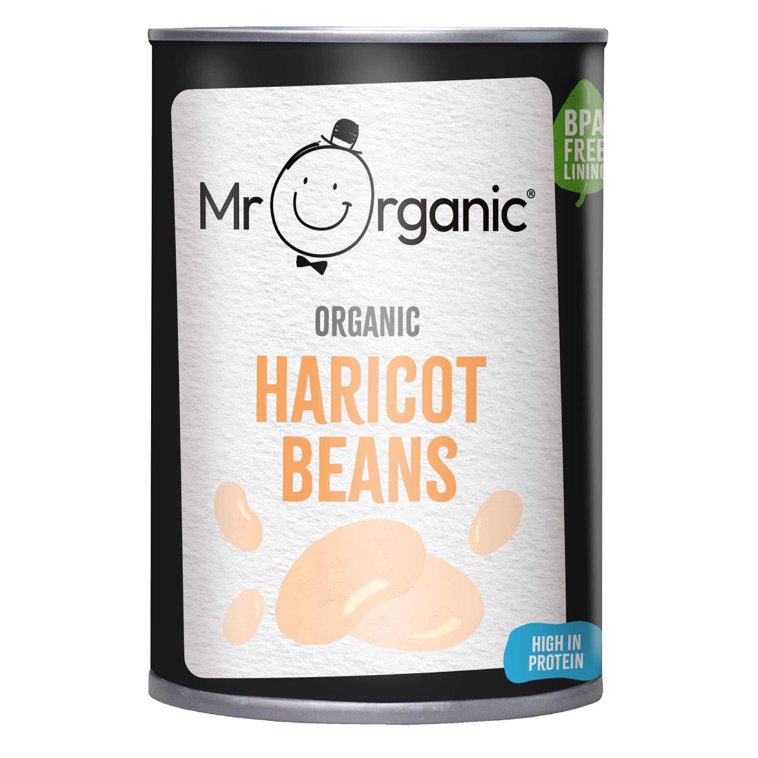 Mr Organic Haricot Beans - 400g, High in Protein & Fibre