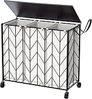 Vista 8 de WOWLIVE Cesta de lavandería con ruedas, cesta de lavandería resistente con tapa de madera, cesta de ropa con bolsa interior extraíble dividida