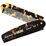 Kent 82T Handmade Folding Pocket Comb for Men, Fine Tooth Hair Comb Straightener for Everyday Grooming Styling Hair, Beard or Mustache, Use Dry or with Balms, Saw Cut Hand Polished, Made in England