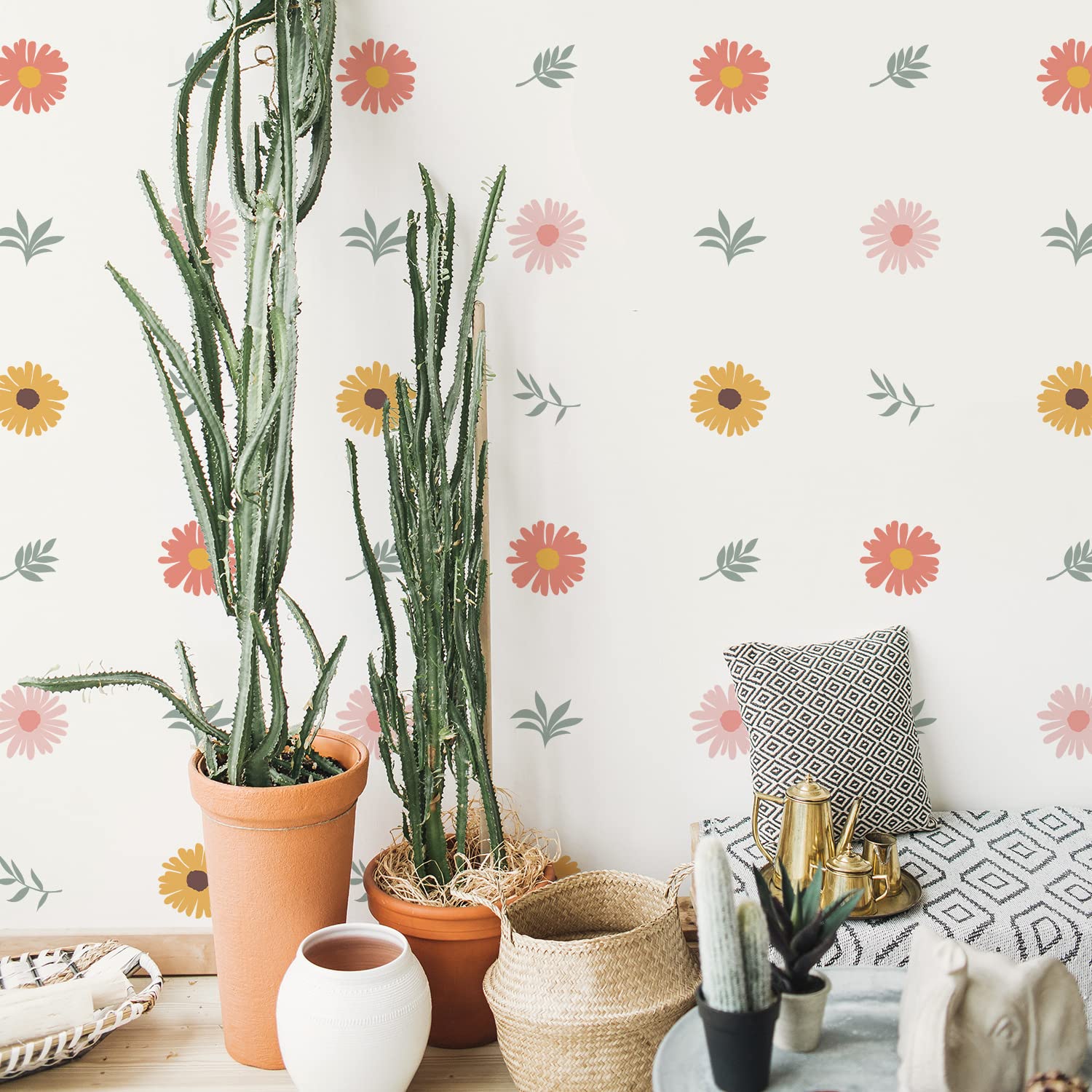 Boho Cute Flowers Wall Stickers DIY Decorative Art Decor