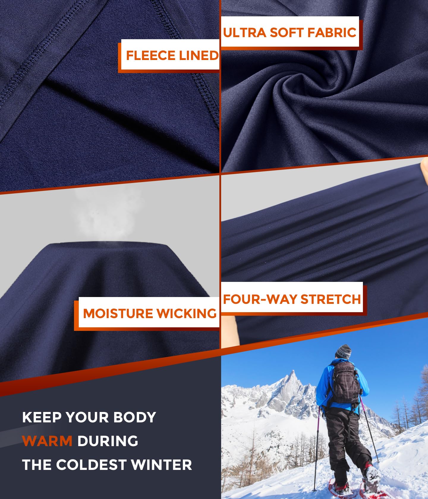 CL convallaria sous-vêtements Thermiques Hommes, sous-vêtements Fonctionnels de Ski sous-vêtements Respirants Polaire Interne Ensemble de sous-vêtements Thermiques