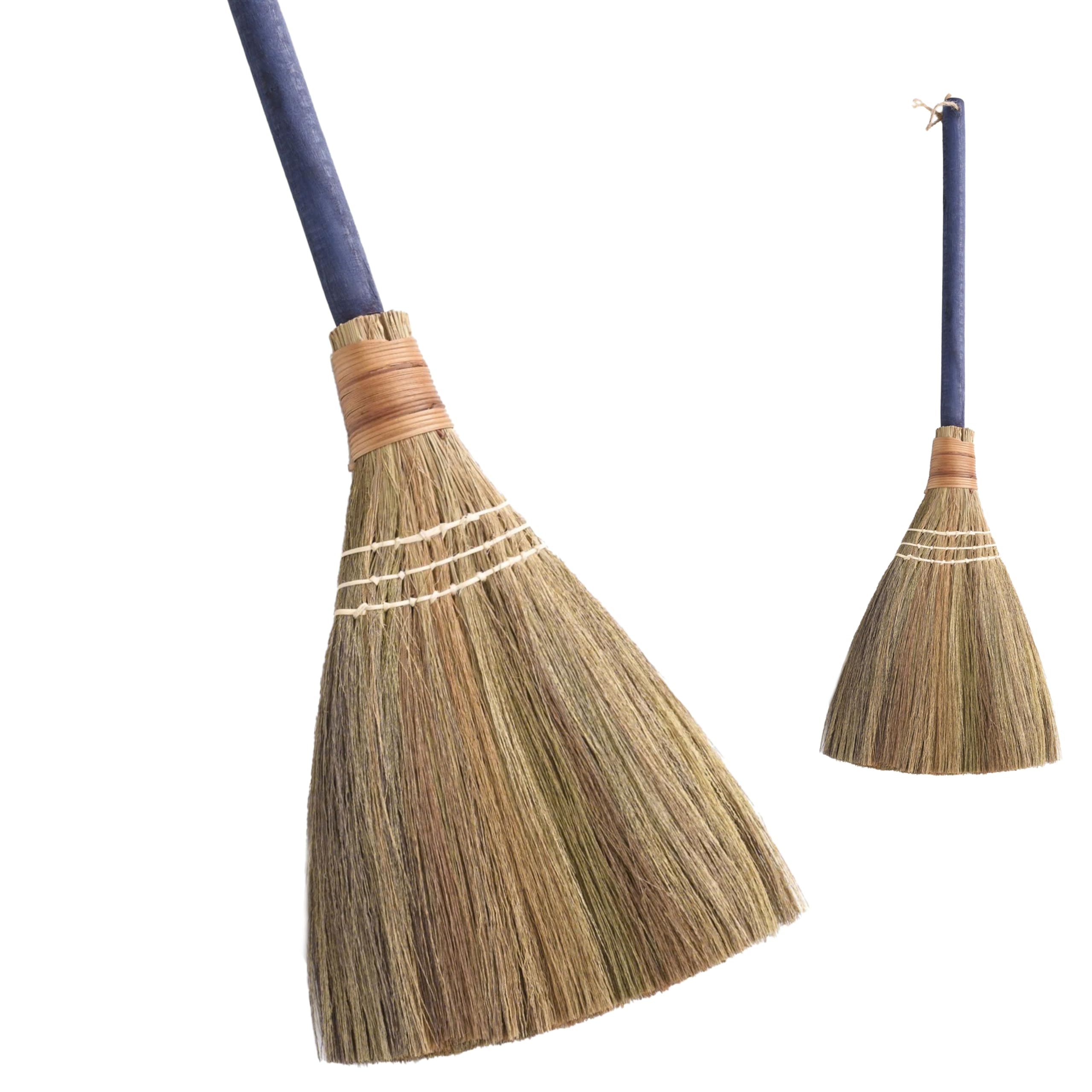 TTS For Home Handmade Whisk Sweeping Broom - Brooms for Wedding Jumping Ceremony Halloween DIY Decoration - Vietnamese Straw Soft Broom - 12.2" Width, 26.38" Length