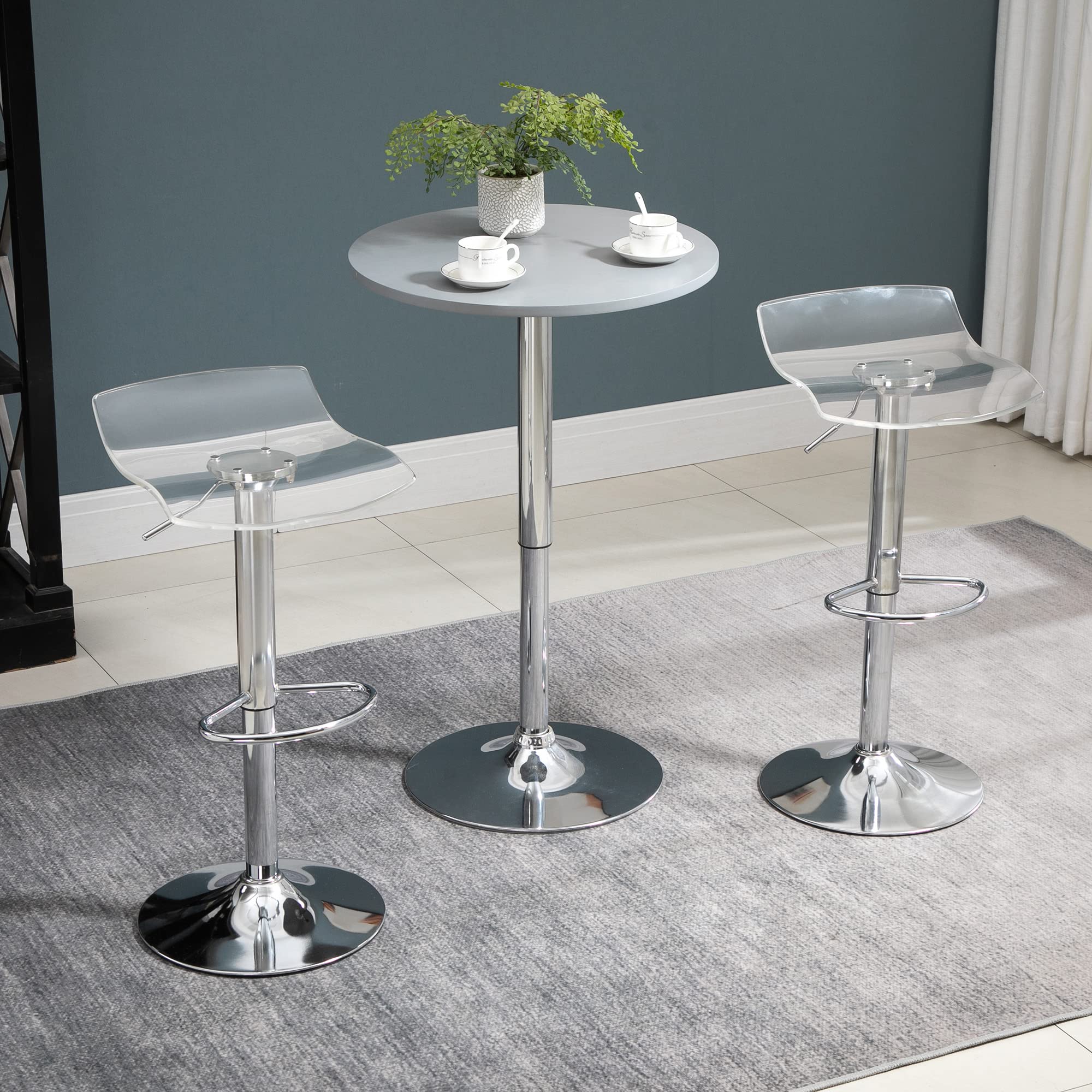 HOMCOM Lot de 2 Tabourets de Bar Assise Acrylique Pivotant 360° Transparent