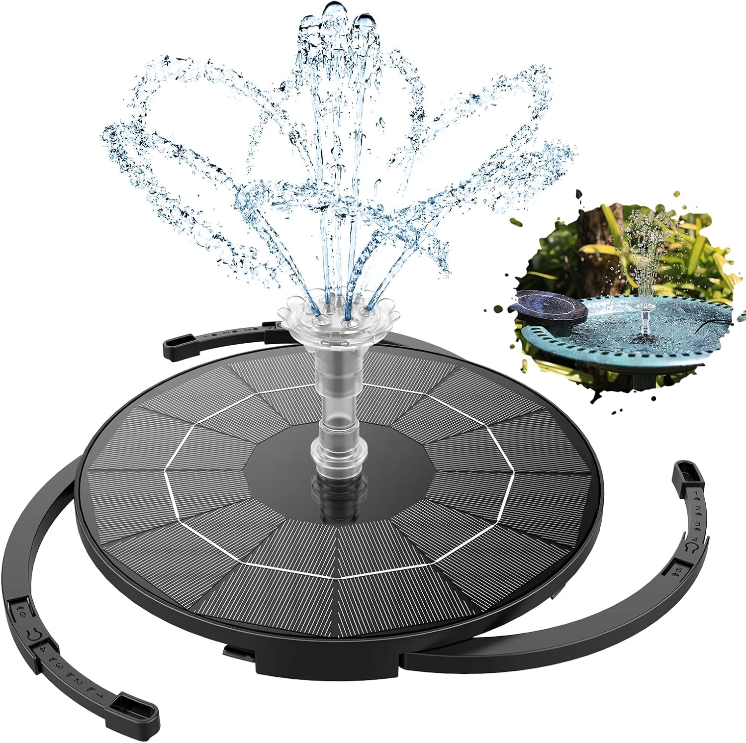 AISITIN 3.5W Solar Fountain Pump for Water Feature Outdoor DIY Solar Bird Bath Fountain with Multiple Nozzles