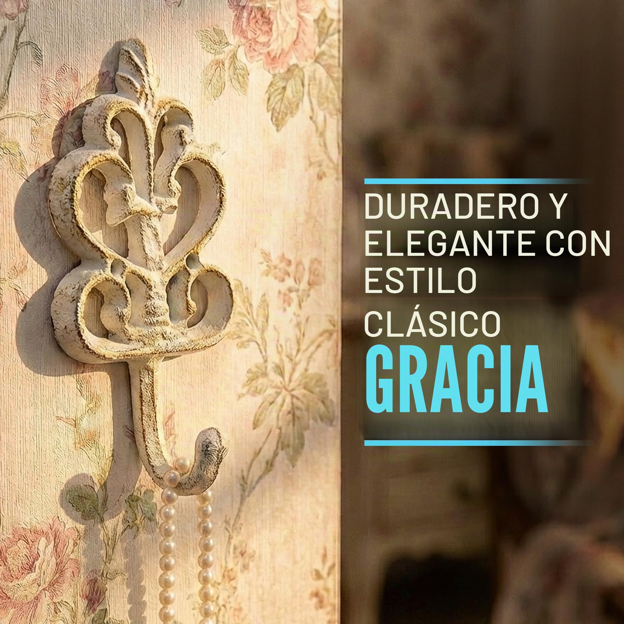 Comfify Ganchos de pared decorativos de hierro fundido antiguo, rústico, estilo campestre francés, grandes ganchos decorativos para colgar, juego de 3, tornillos y anclajes para montaje incluidos
