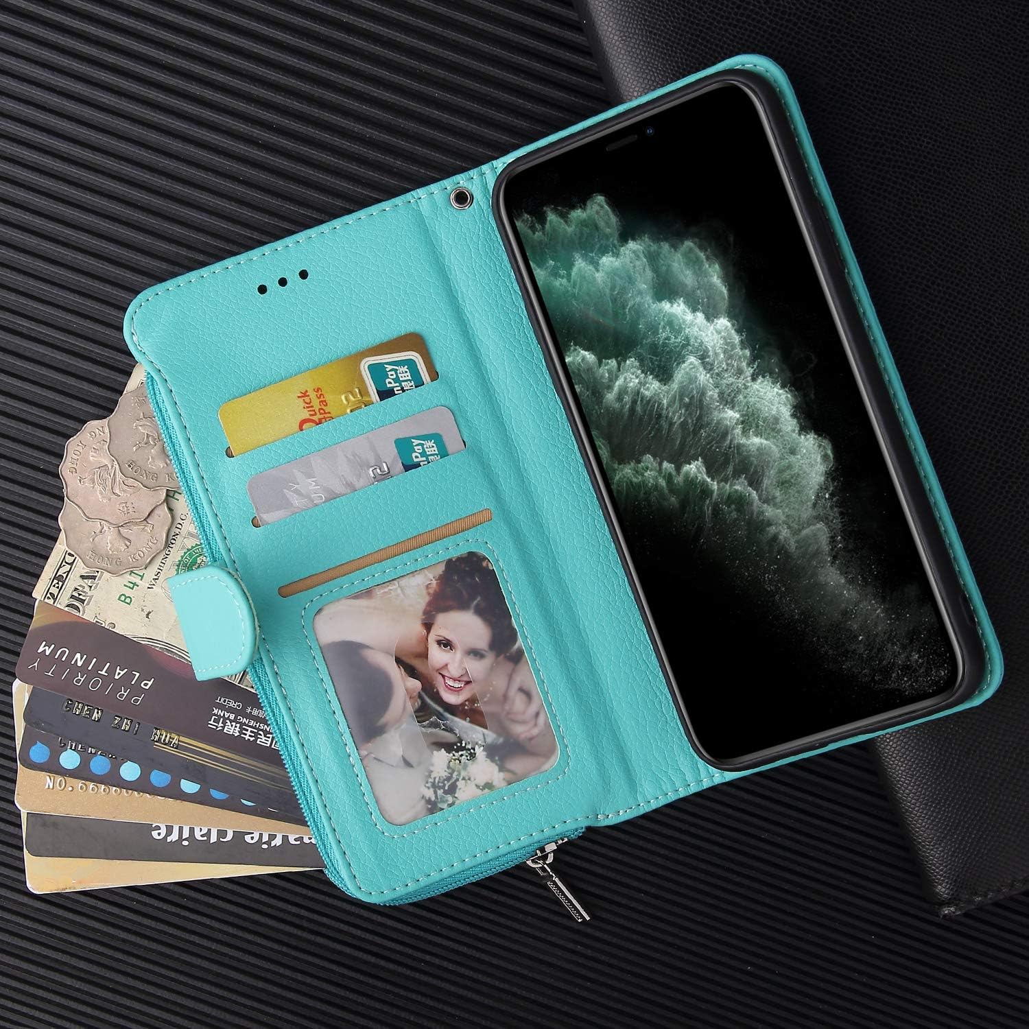 iPhone SE 2020 Wallet Case, iPhone 7/8 Case, XRPow Premium PU Leather Wallet Purse Case Kickstand [Card Pockets] [Wrist Strap] fit Women Men Durable Flip Folio Cover 4.7Inch - Mint Green