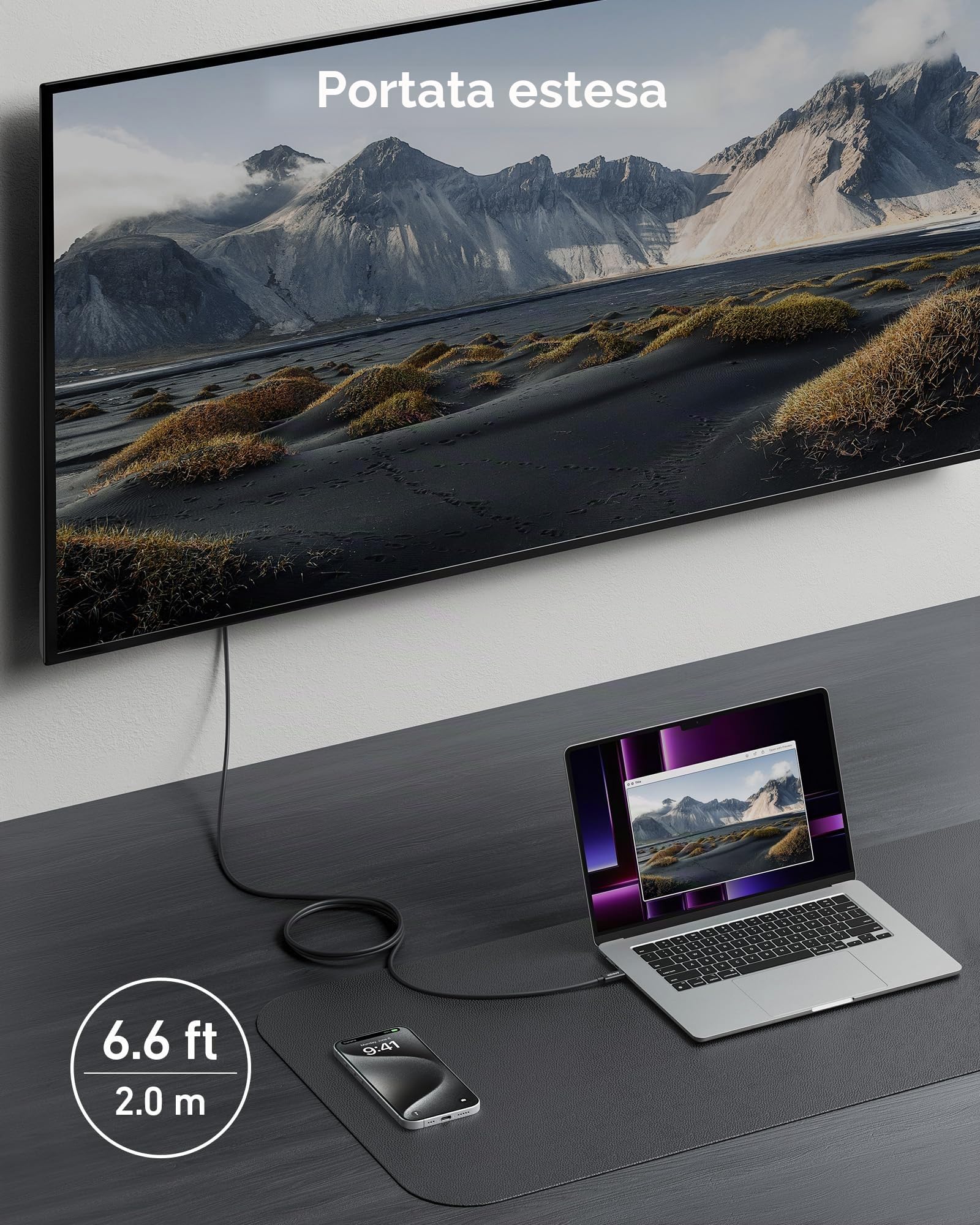 Anker Cavo certificato Thunderbolt 4, cavo da USB-C a USB-C 2 m con ricarica da 100 W, supporta schermo 8K e trasferimento dati a 40 Gbps, per iPhone 15, MacBook, iPad, Samsung Galaxy S23 e altri
