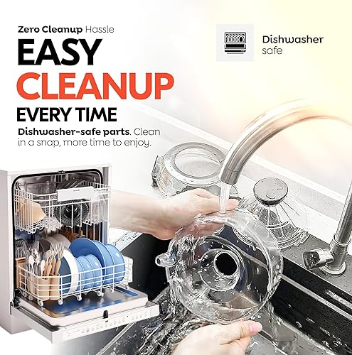 Miniatura 6 de Eurolux Exprimidor eléctrico de cítricos manos libres, exprimidor de limón y pomelo de limón, fácil de limpiar, (gris)