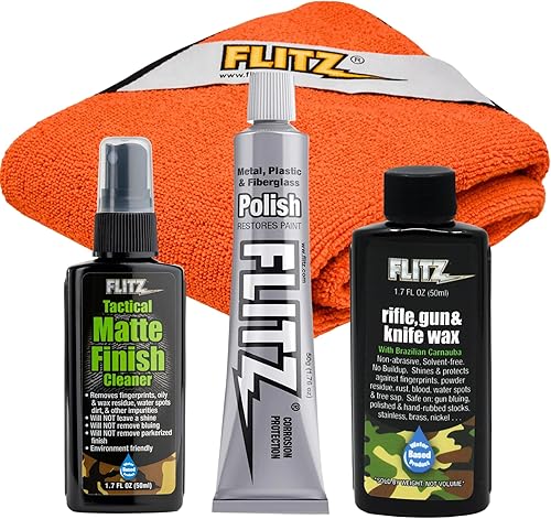 Kit de Mantenimiento de Pistolas y Cuchillos Flitz - Limpiador de Cuchillos Todo en Uno Fabricado en EE.UU. y Herramientas de Pulido - Incluye